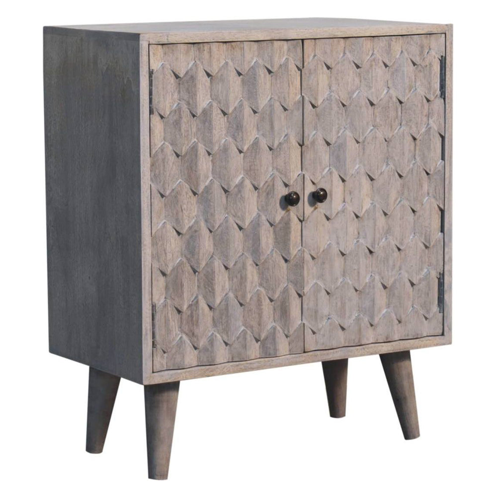 Artisan - Mini Pineapple Carved Stone Finish Cabinet