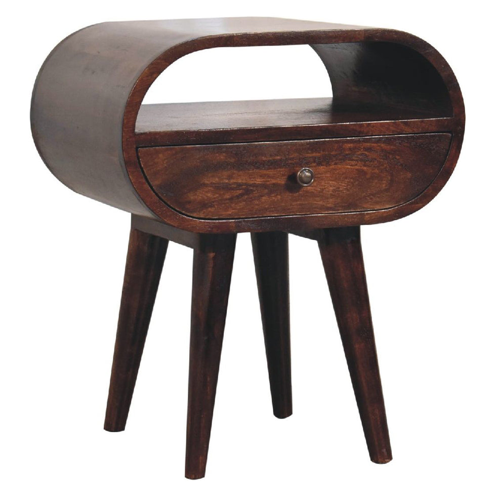 Artisan - Light Walnut Circular Nightstand With Open Slot