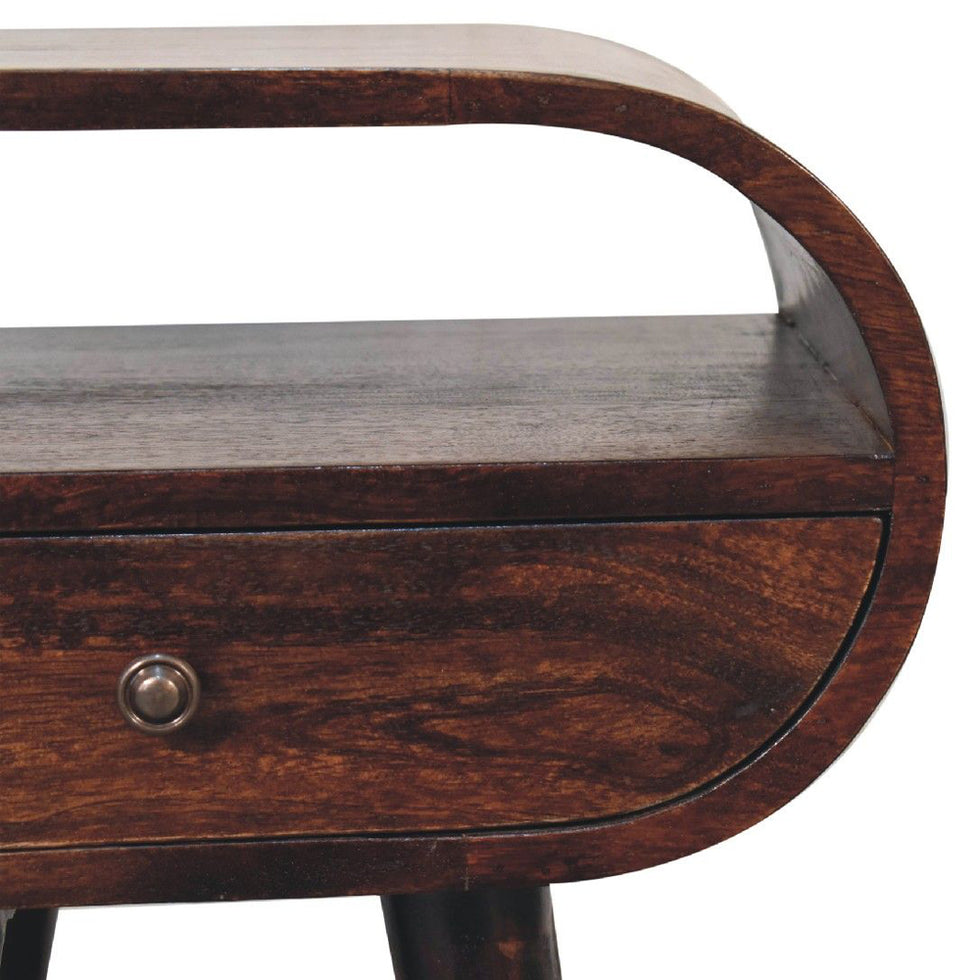 Artisan - Light Walnut Circular Nightstand With Open Slot