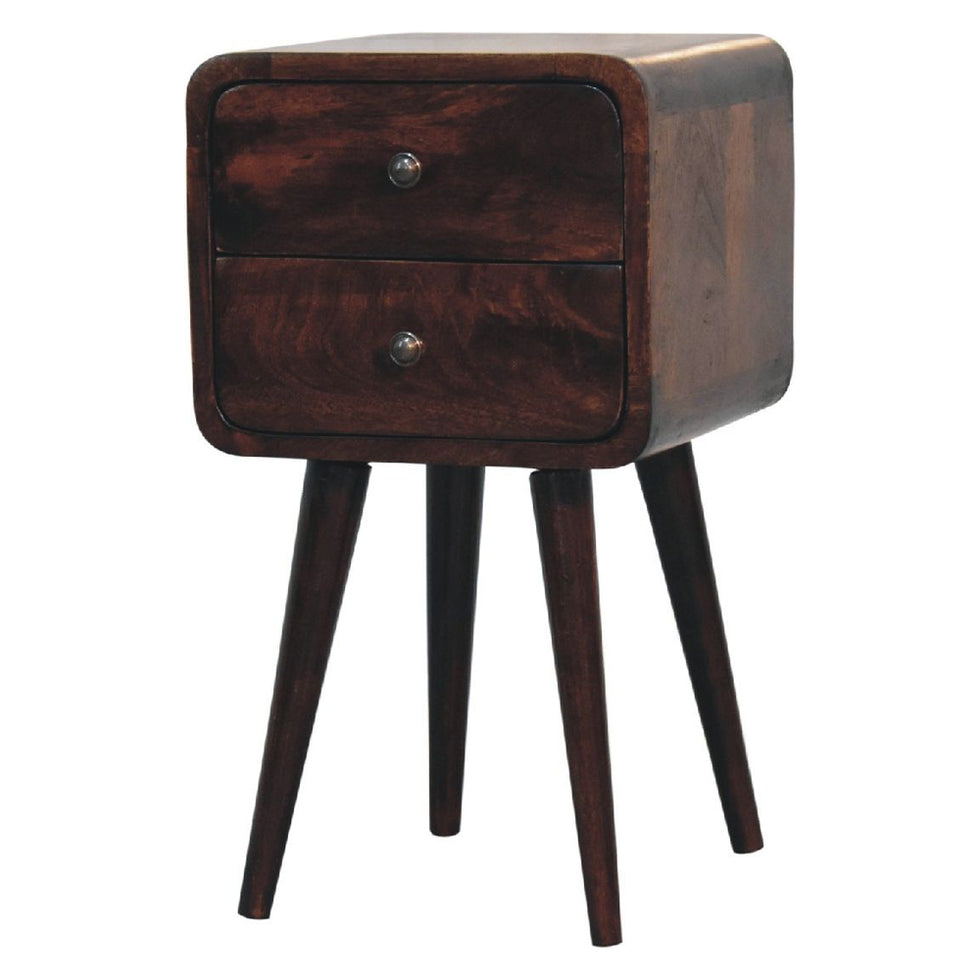 Artisan - Mini Light Walnut Curved Nightstand