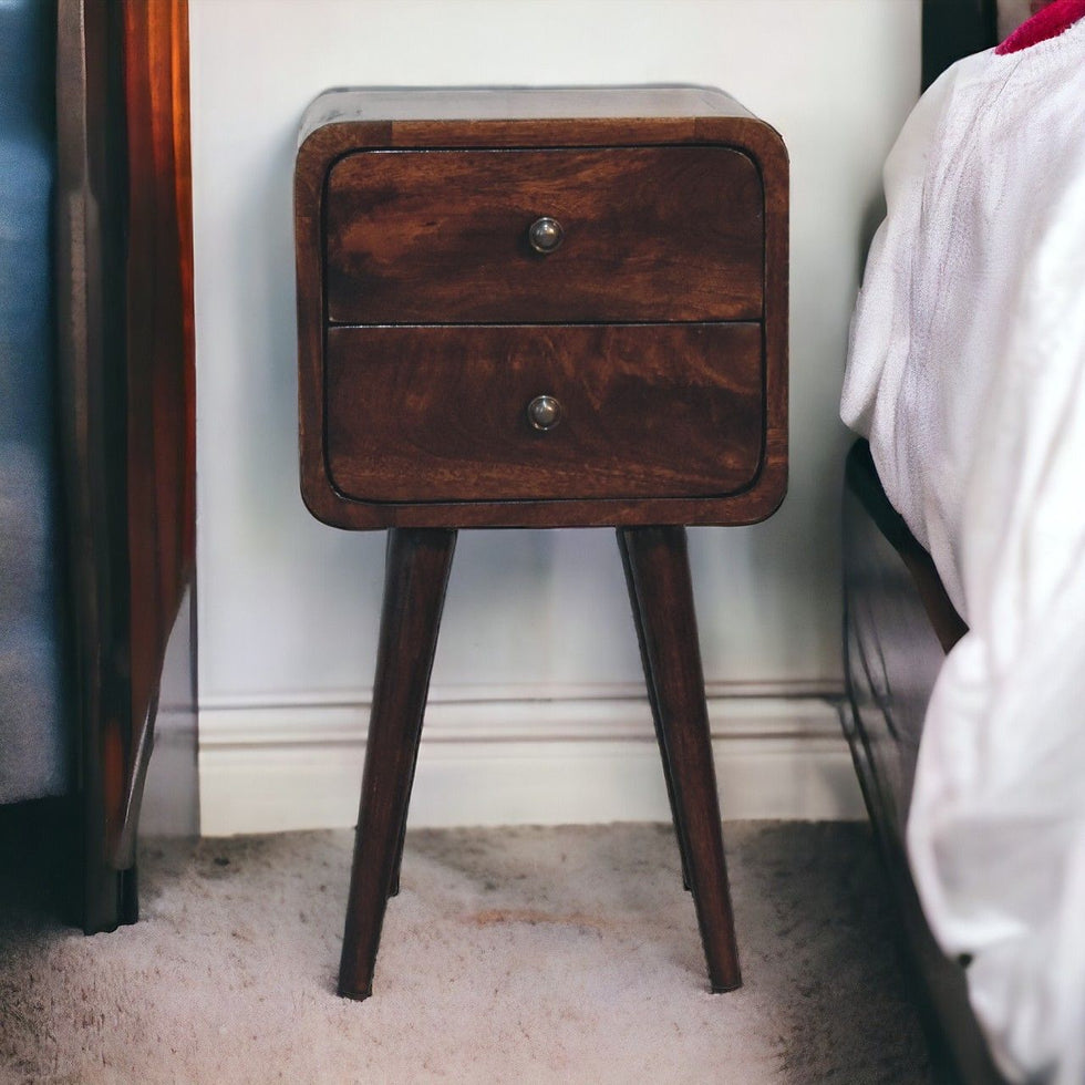 Artisan - Mini Light Walnut Curved Nightstand