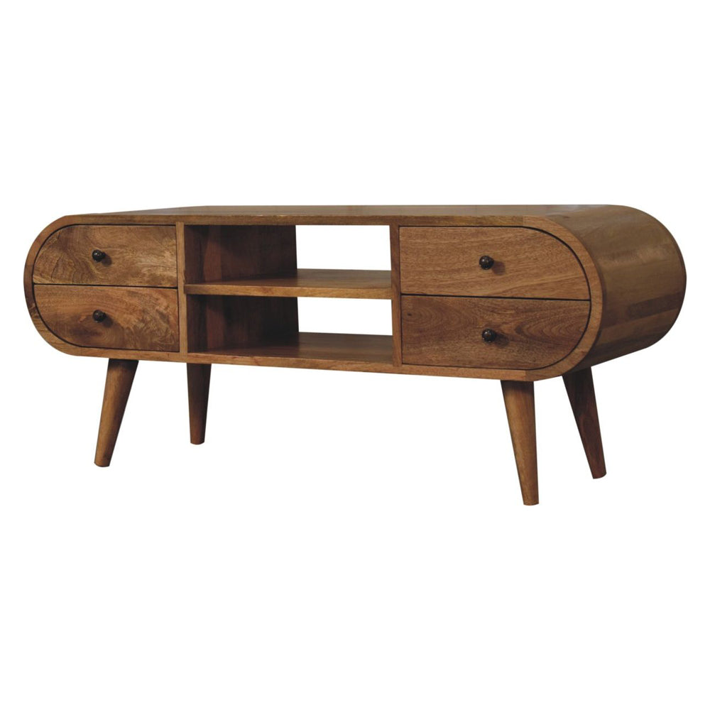 Artisan - Oak-Ish Circular Media Unit With 2 Open Slots