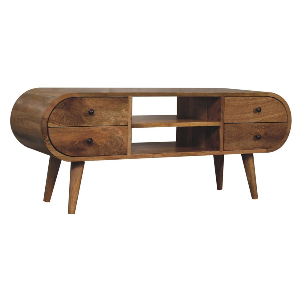 Artisan - Oak-Ish Circular Media Unit With 2 Open Slots