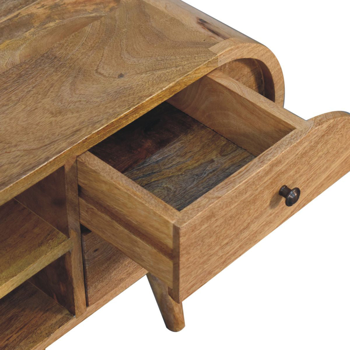 Artisan - Oak-Ish Circular Media Unit With 2 Open Slots