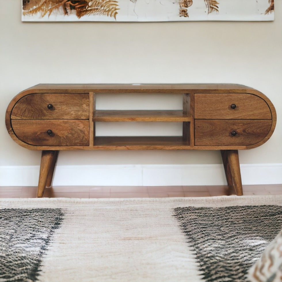 Artisan - Oak-Ish Circular Media Unit With 2 Open Slots