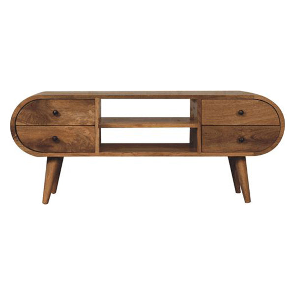 Artisan - Oak-Ish Circular Media Unit With 2 Open Slots