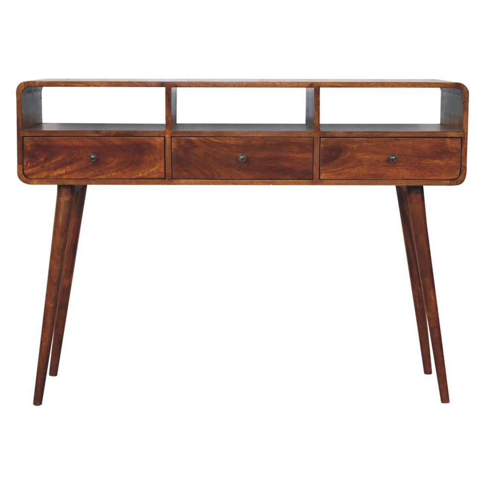 Artisan - Triple Curved Chestnut Console Table