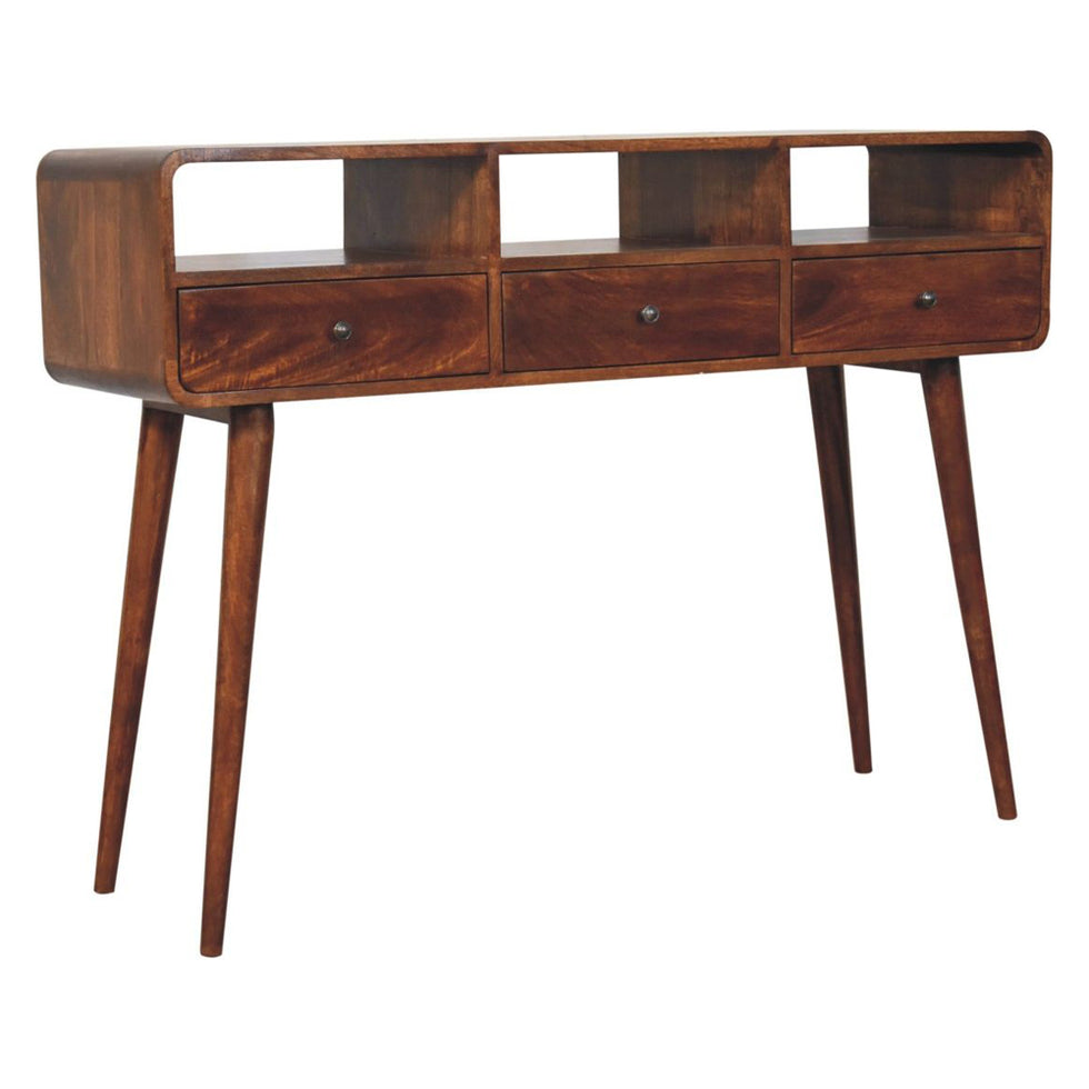 Artisan - Triple Curved Chestnut Console Table