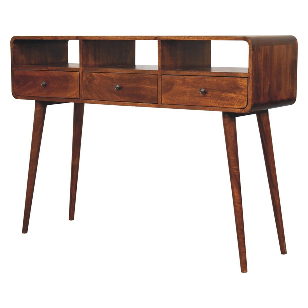 Artisan - Triple Curved Chestnut Console Table