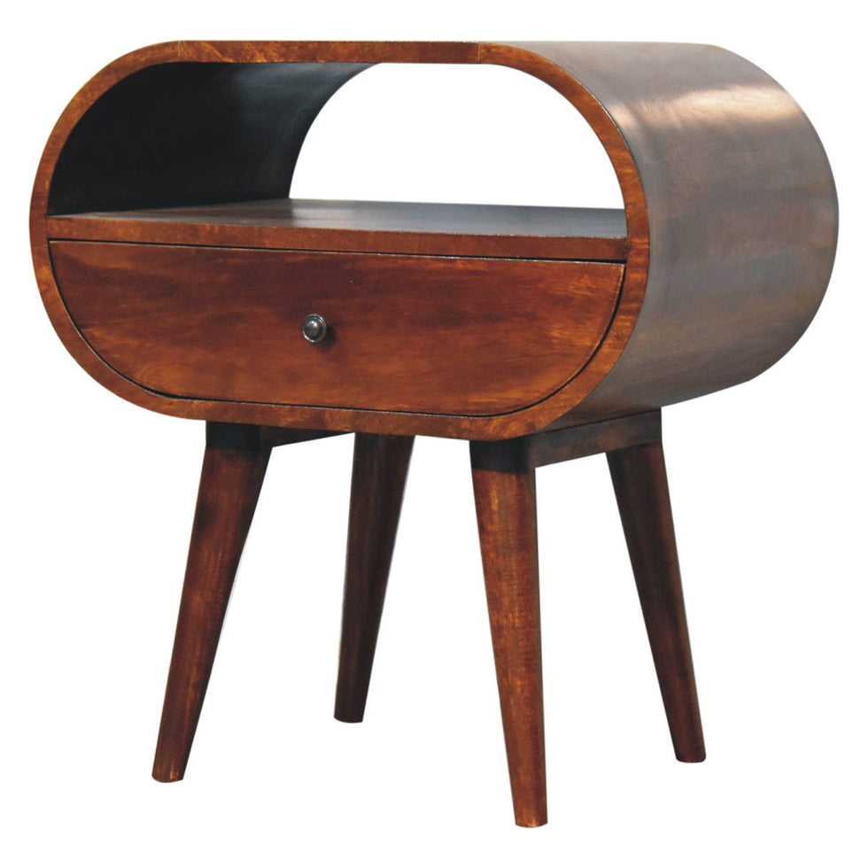 Artisan - Large Chestnut Circular Open Bedside