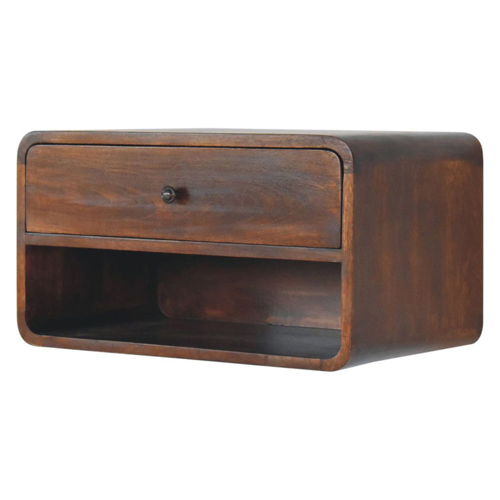 Artisan - Large Chestnut Curve Floating Bedside