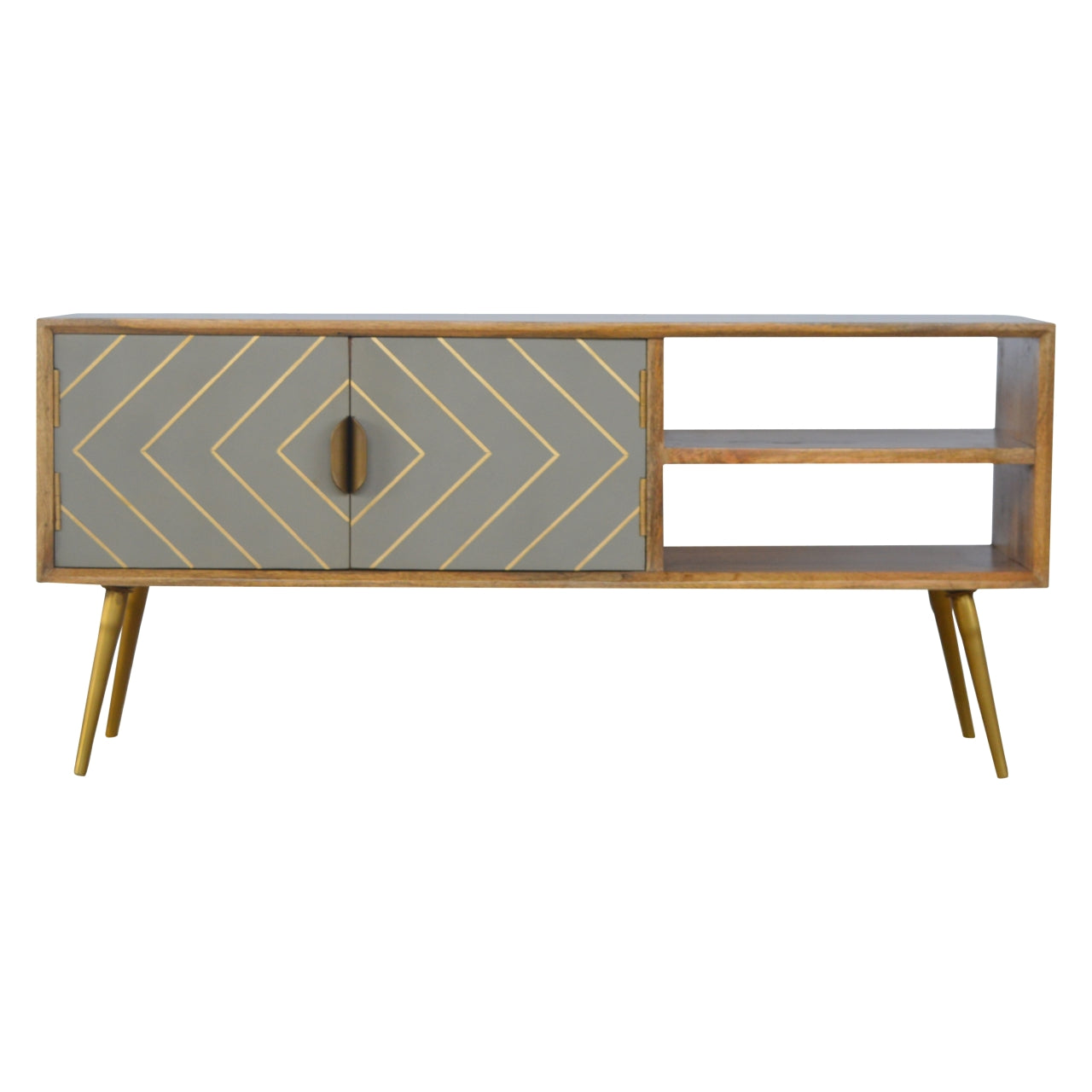 Artisan - Inlay Media Unit in Sleek Cement/Brass