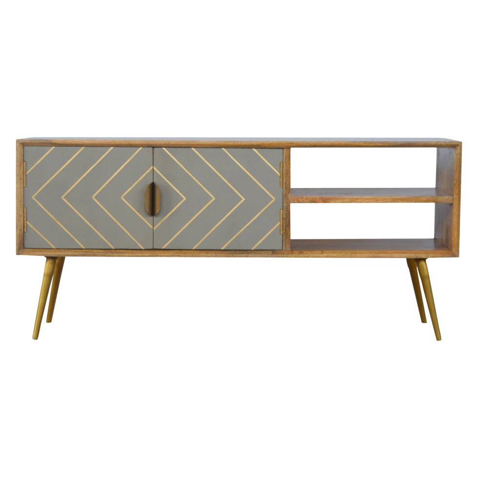 Artisan - Inlay Media Unit in Sleek Cement/Brass