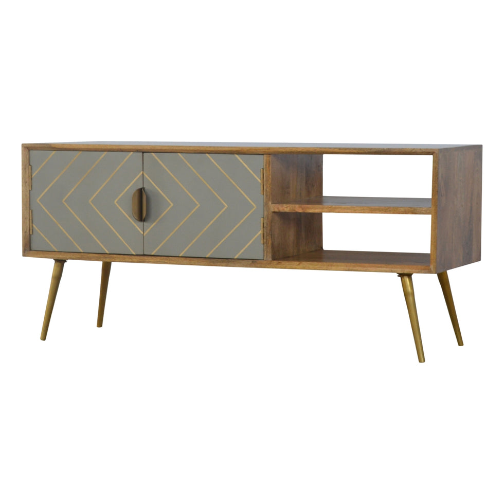 Artisan - Inlay Media Unit in Sleek Cement/Brass