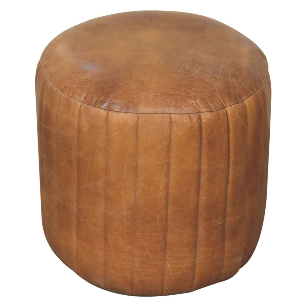 Artisan - Buffalo Leather Boucle Footstool