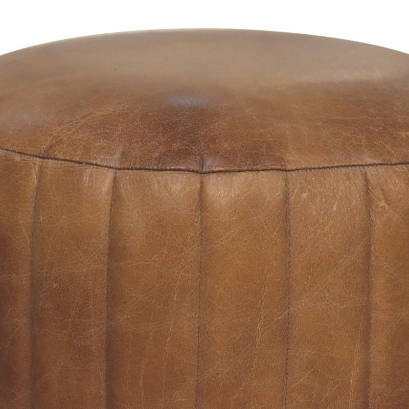 Artisan - Buffalo Leather Boucle Footstool