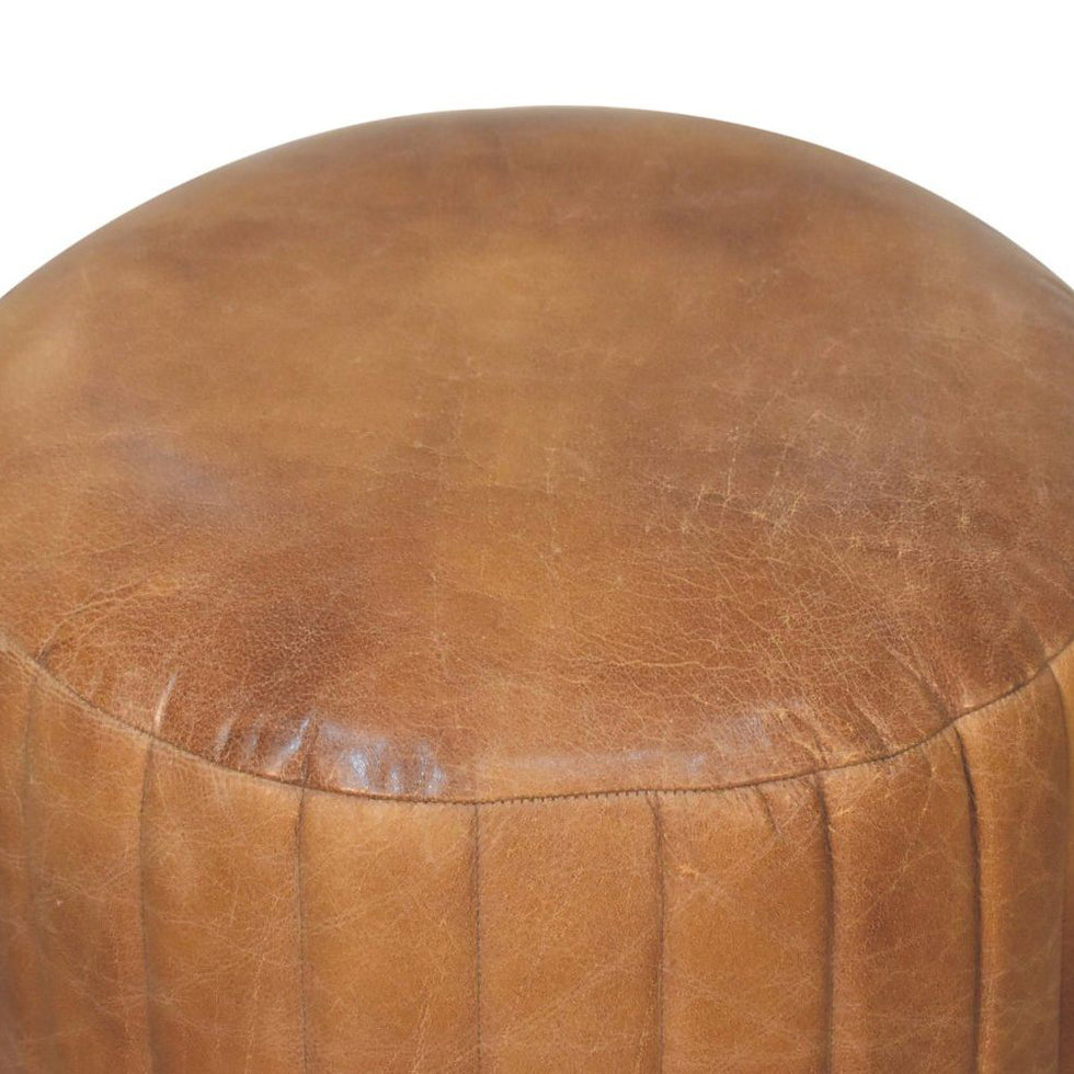 Artisan - Buffalo Leather Boucle Footstool