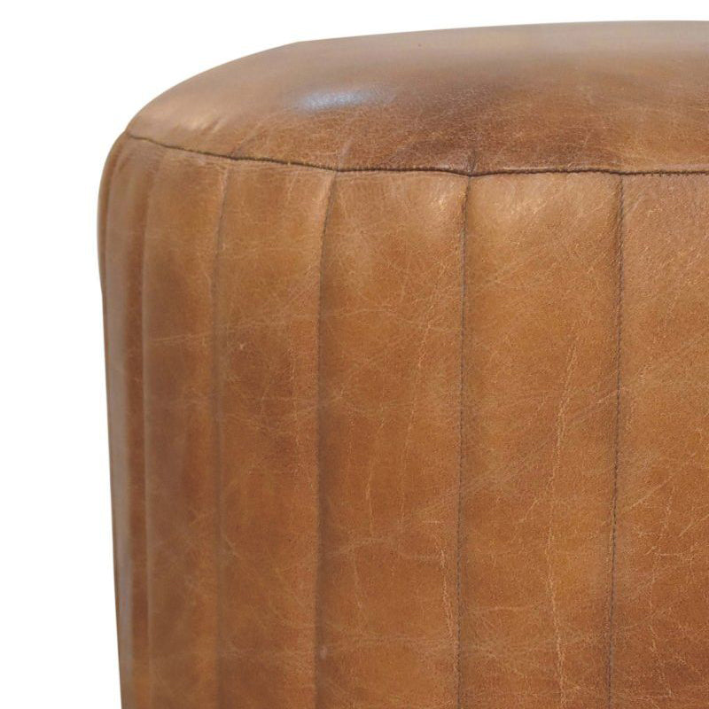 Artisan - Buffalo Leather Boucle Footstool