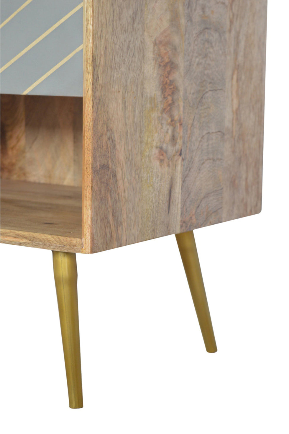 Artisan - Inlay Nightstand with Open Slot in Sleek Cement Brass