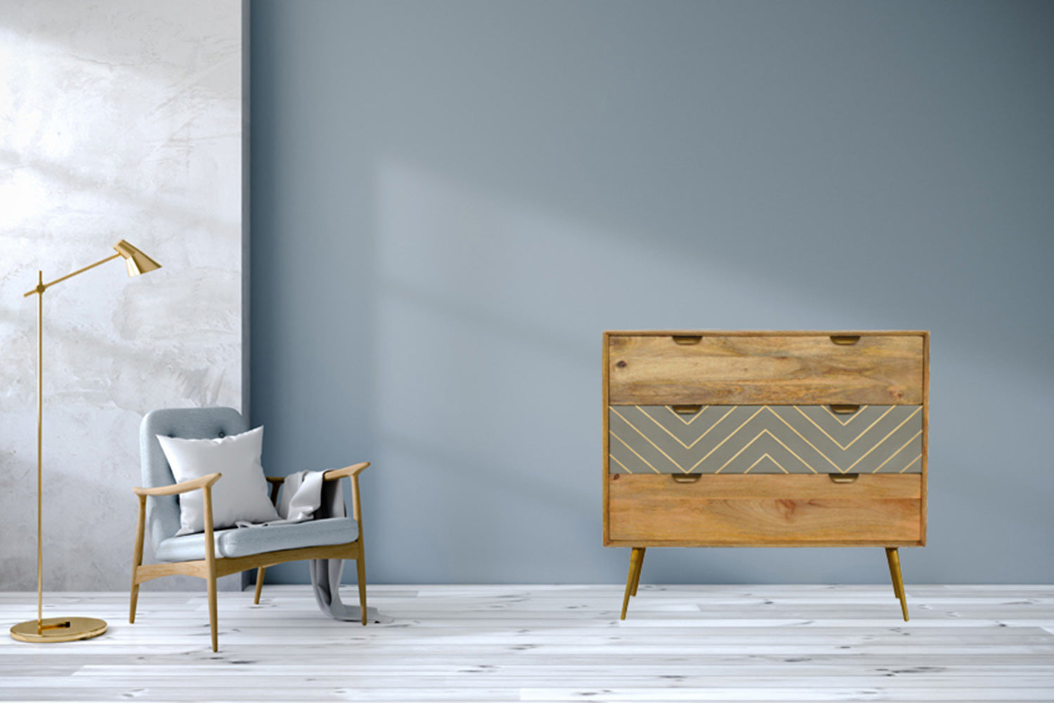 Artisan - Inlay Chest in Sleek Cement Brass