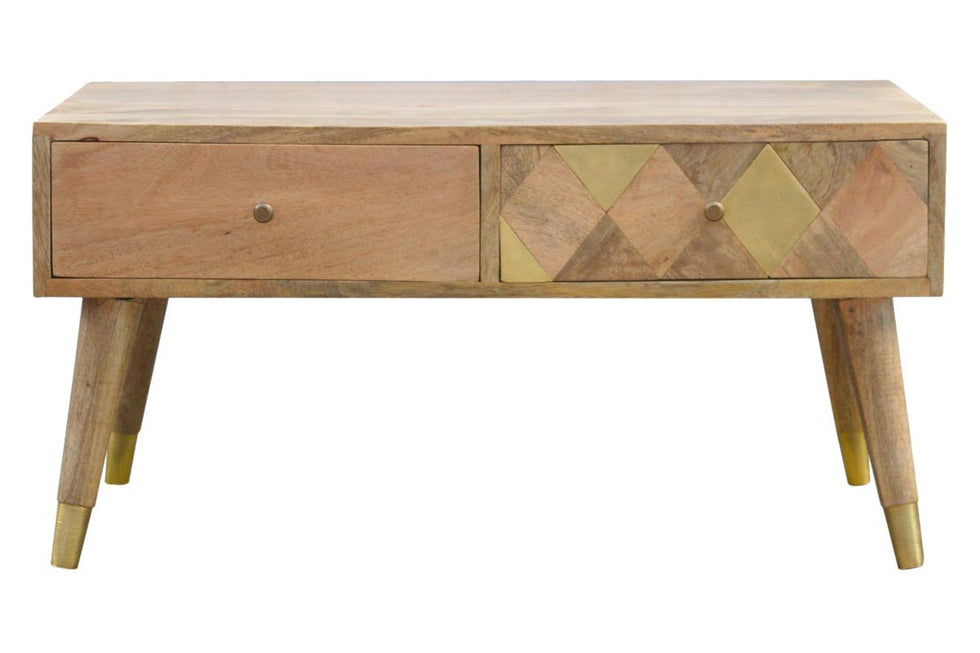 Artisan - Oak-ish Brass Inlay Coffee Table