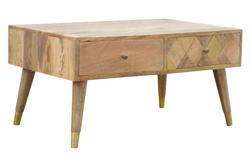 Artisan - Oak-ish Brass Inlay Coffee Table