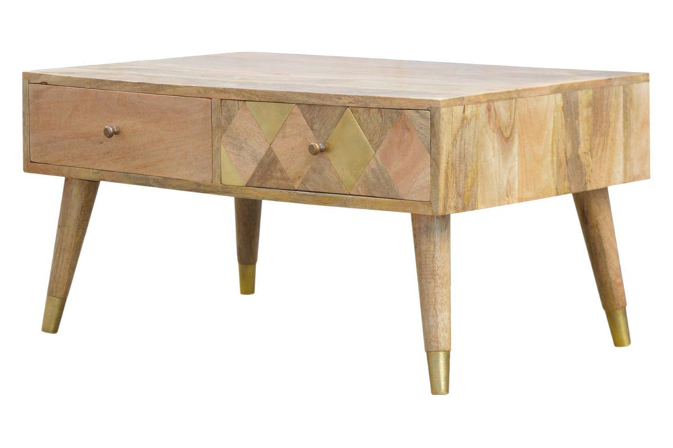 Artisan - Oak-ish Brass Inlay Coffee Table