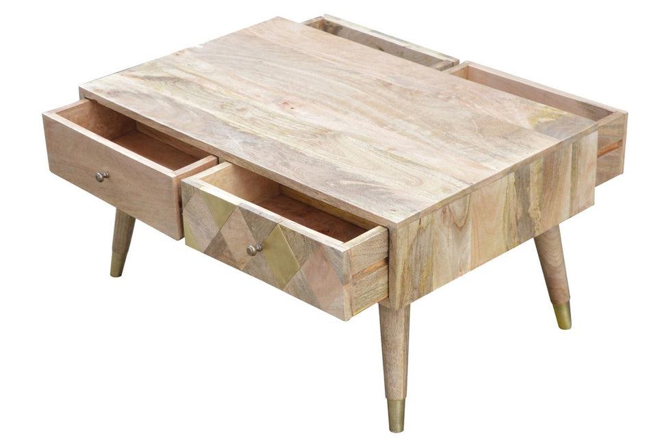 Artisan - Oak-ish Brass Inlay Coffee Table