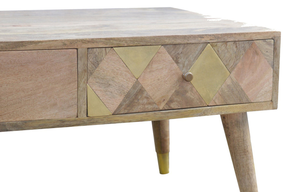Artisan - Oak-ish Brass Inlay Coffee Table
