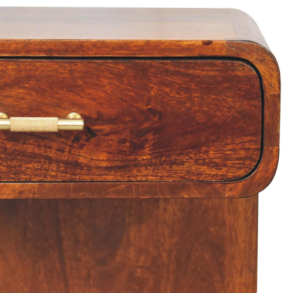 Artisan - Chestnut T-Bar Rounded Bedside