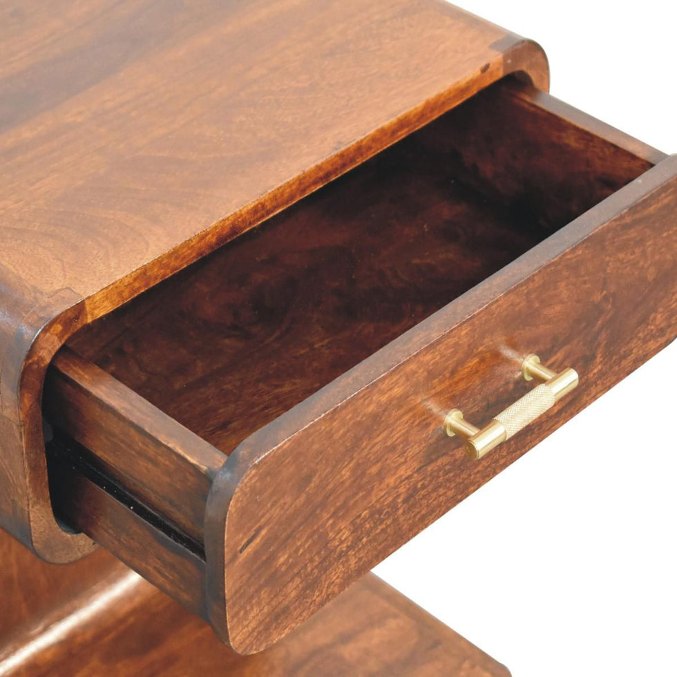 Artisan - Chestnut T-Bar Rounded Bedside