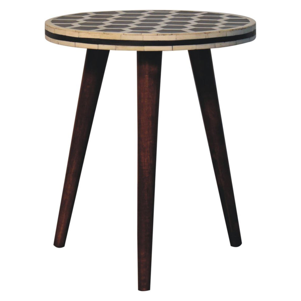Artisan - Bone Inlay Tripod Stool With Honey Caramel Finish