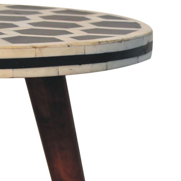 Artisan - Bone Inlay Tripod Stool With Honey Caramel Finish