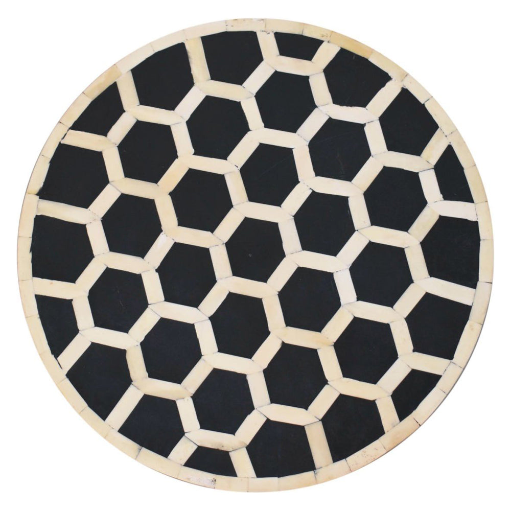 Artisan - Bone Inlay Tripod Stool With Honey Caramel Finish
