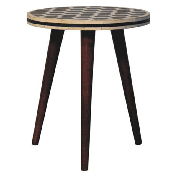 Artisan - Bone Inlay Tripod Stool With Honey Caramel Finish