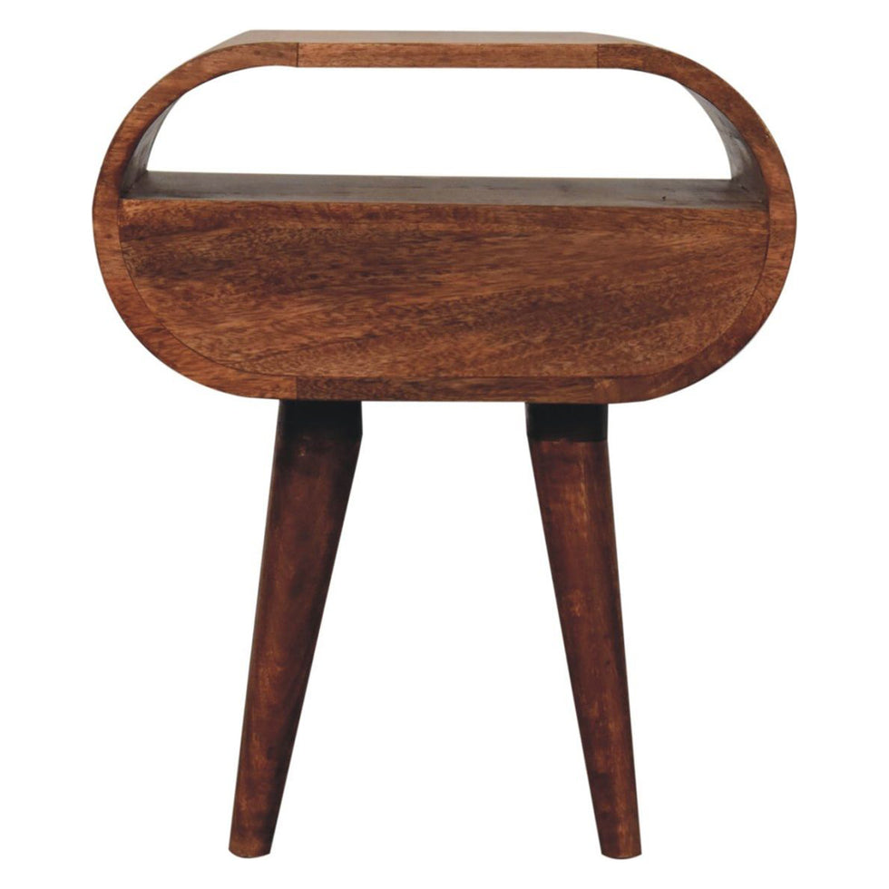 Artisan - Honey Caramel Circular Bedside With Open Slot