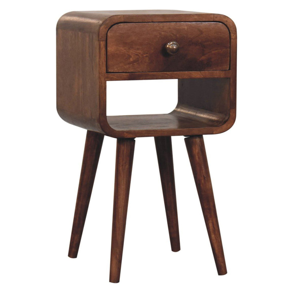 Artisan - Mini Honey Caramel Curved Bedside With Lower Slot