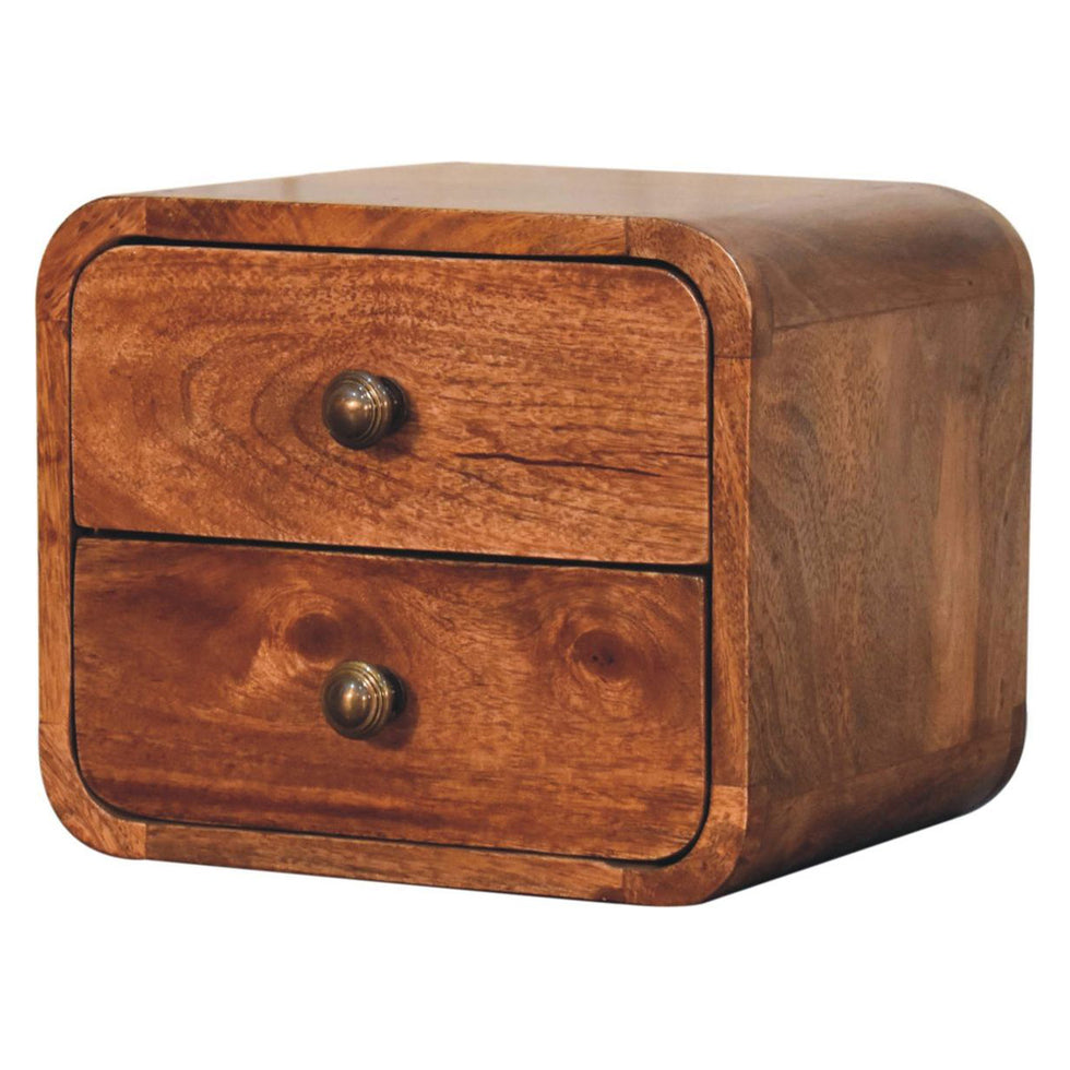 Artisan - Mini Curved Honey Caramel Wall Mounted Bedside