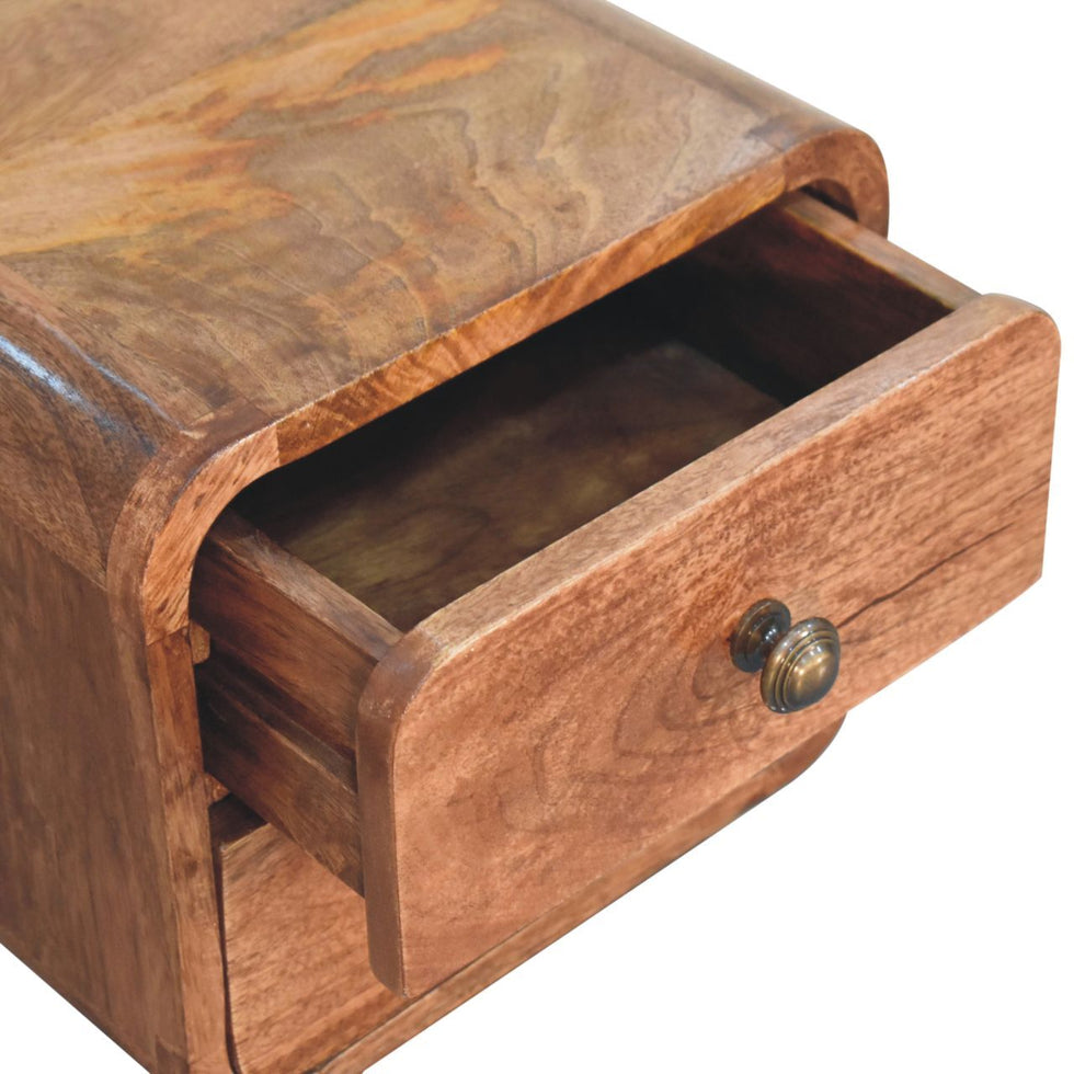 Artisan - Mini Curved Honey Caramel Wall Mounted Bedside