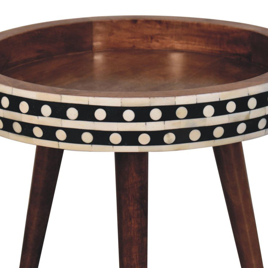 Artisan - Honey Caramel Small Patterned Nordic Style End Table