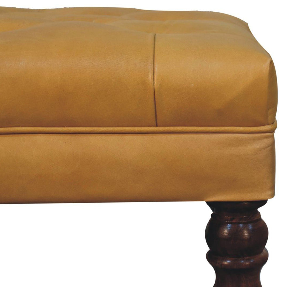Artisan - Honey Caramel Buffalo Tan Leather Ottoman With Castor Legs