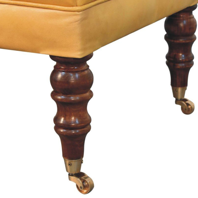 Artisan - Honey Caramel Buffalo Tan Leather Ottoman With Castor Legs