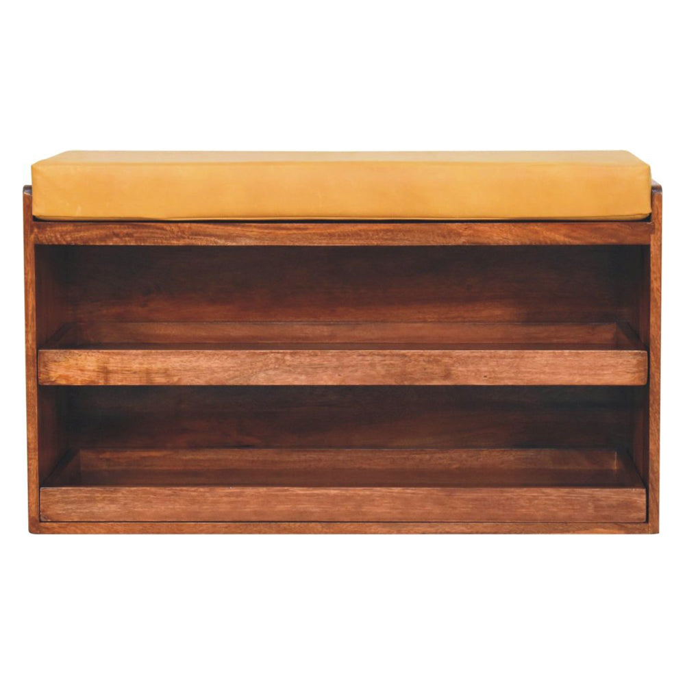 Artisan - Buffalo Hide Pull Out Shoe Storage Bench