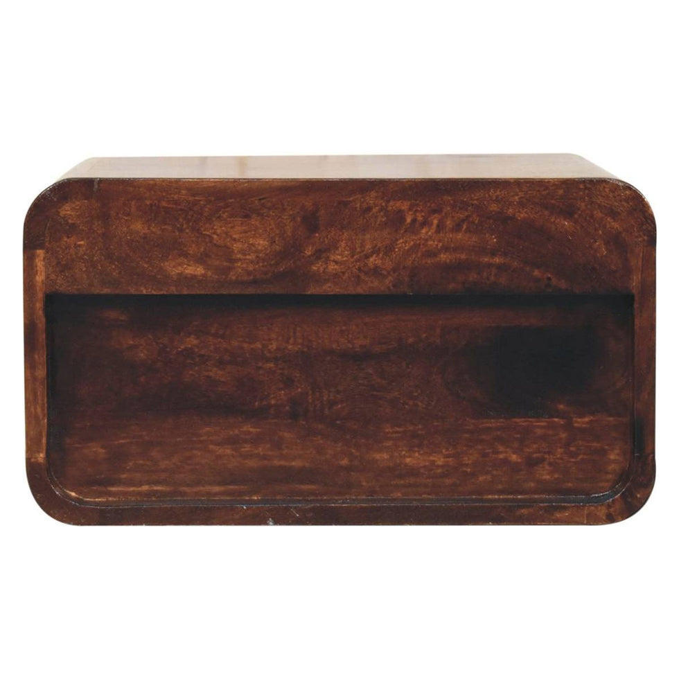 Artisan - Curved California Walnut Wall Mounted Bedside With Open Slot