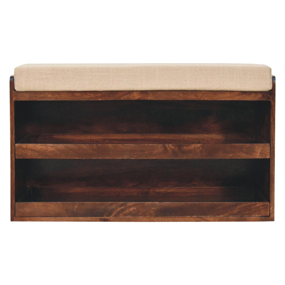 Artisan - California Walnut & Mud Linen Pull Out Shoe Bench