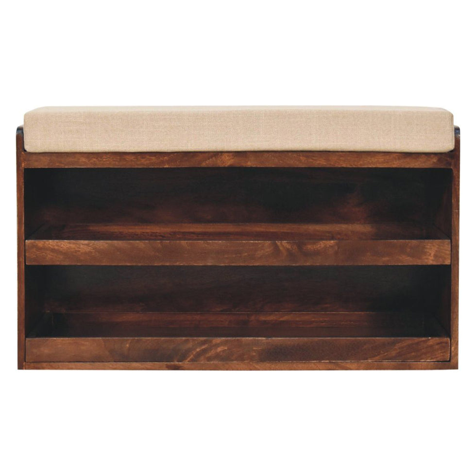 Artisan - California Walnut & Mud Linen Pull Out Shoe Bench