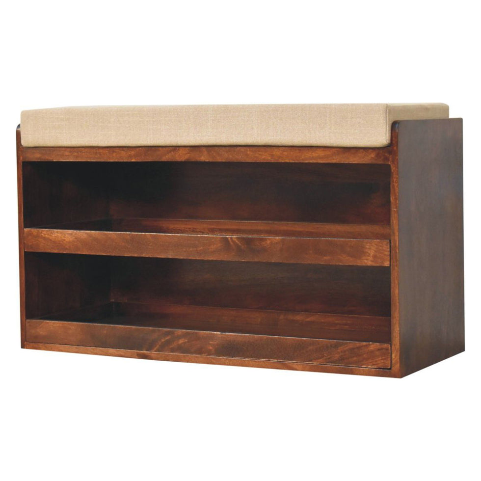Artisan - California Walnut & Mud Linen Pull Out Shoe Bench