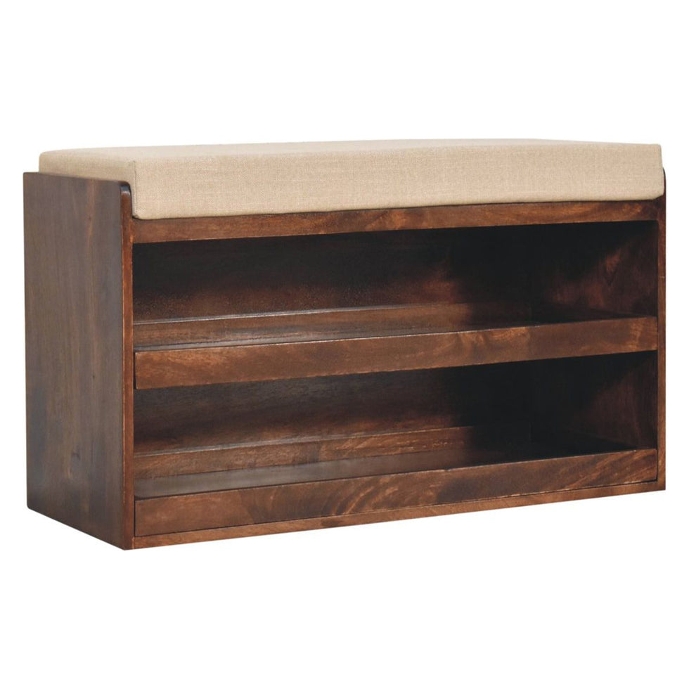 Artisan - California Walnut & Mud Linen Pull Out Shoe Bench