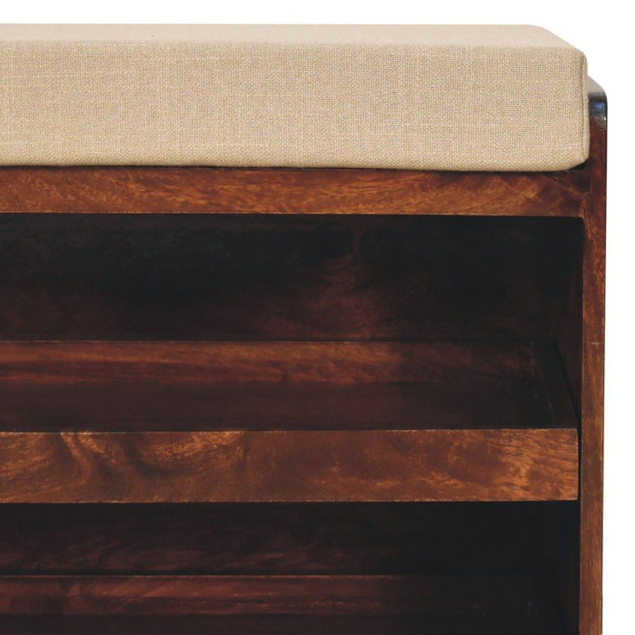 Artisan - California Walnut & Mud Linen Pull Out Shoe Bench