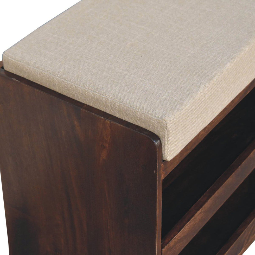 Artisan - California Walnut & Mud Linen Pull Out Shoe Bench